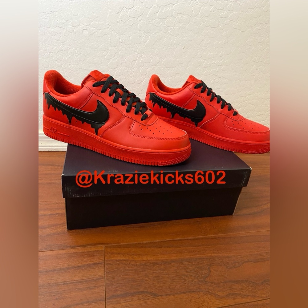 Mens custom nike air force 1 drippy red